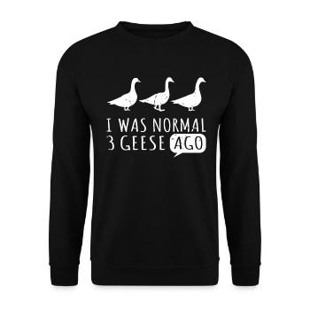 ich war normal vor drei gänsen gans geese goose - Unisex Pullover - Schwarz - Vorne - Alina (178cm) & Michal (187cm)