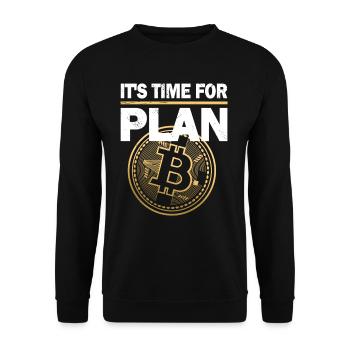 Crypto Bitcoin It’s time for Plan B Cadeau - Sweat-shirt Unisexe - noir - Devant - Alina (178cm) & Michal (187cm)