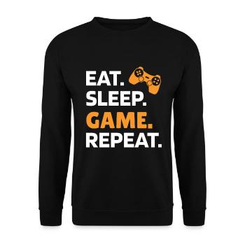 Eat Sleep Game Repeat Video Jeux DeJouer Cadeau - Sweat-shirt Unisexe - noir - Devant - Alina (178cm) & Michal (187cm)