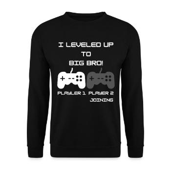 Men's I Leveled Up To Big Bro Computer Game Gifts - Unisex Sweatshirt - black - Front - Alina (178cm) & Michal (187cm)