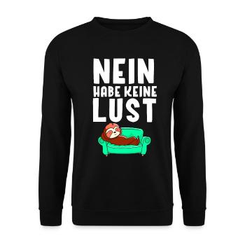 Nein keine Lust Faultier T-Shirt - Unisex Pullover - Schwarz - Vorne - Alina (178cm) & Michal (187cm)