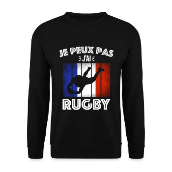 Je peux pas j'ai Rugby - Sweat-shirt Unisexe - noir - Devant - Alina (178cm) & Michal (187cm)