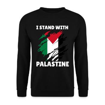 Palestinian Flag I Stand With Palestine - Unisex Sweatshirt - black - Front - Alina (178cm) & Michal (187cm)