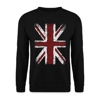 Union Jack Vintage Großbritannien Flagge Used Look - Unisex Pullover - Schwarz - Vorne - Alina (178cm) & Michal (187cm)