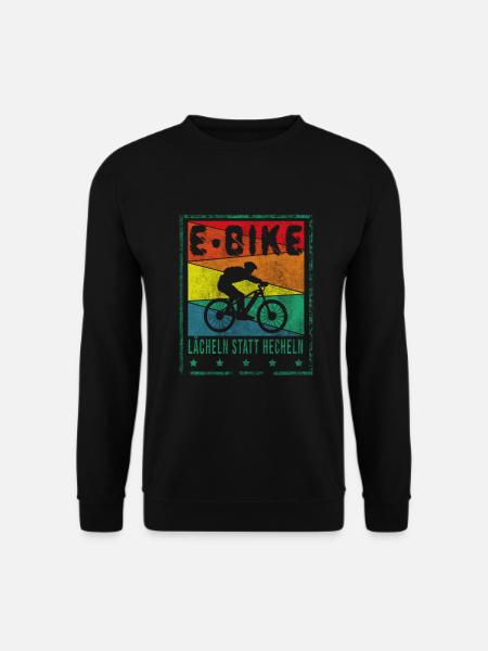 ebike Lächeln statt Hecheln lustiger Ebike Spruch - Unisex Pullover - Schwarz