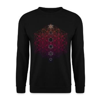 64 Tetrahedron Metatrons Cube Sacred Geo - Unisex Sweatshirt - black - Front - Alina (178cm) & Michal (187cm)