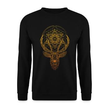 Cerf orné Géométrie sacrée Métatron - Sweat-shirt Unisexe - noir - Devant - Alina (178cm) & Michal (187cm)