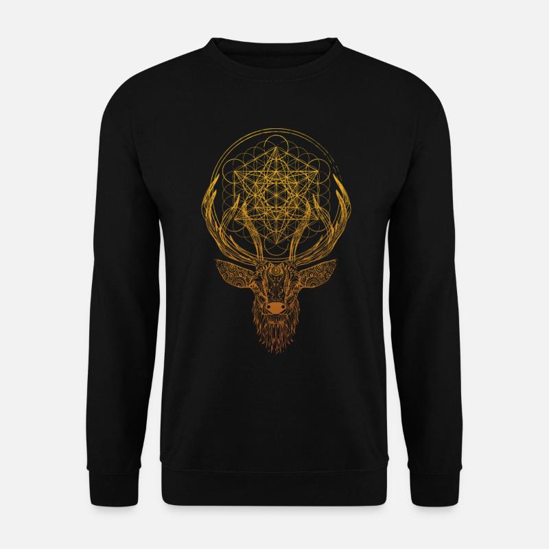 Kunstvoller Hirsch Heilige Geometrie Metatron - Unisex Pullover - Schwarz