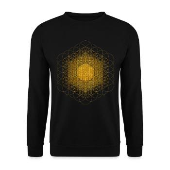 Fraktale dimensionale Blume des Lebens - Unisex Pullover - Schwarz - Vorne - Alina (178cm) & Michal (187cm)