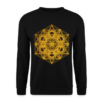 Geometrisch dimensionaler Metatrons Cube - Unisex Pullover - Schwarz - Vorne - Alina (178cm) & Michal (187cm)