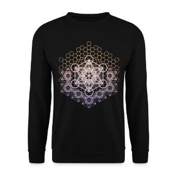 Metatrons Cube Sacred Geometry Connected - Unisex Sweatshirt - black - Front - Alina (178cm) & Michal (187cm)