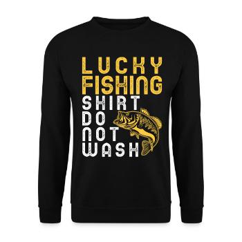 Drôle de chemise de pêche chanceuse ne pas laver - Sweat-shirt Unisexe - noir - Devant - Alina (178cm) & Michal (187cm)
