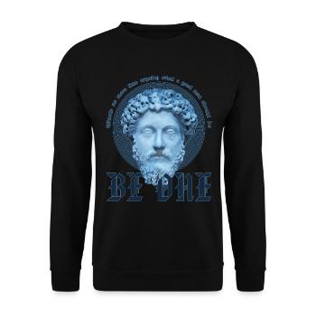 Marcus Aurelius Stoic Waste No Time Be A Good Man - Unisex Sweatshirt - black - Front - Alina (178cm) & Michal (187cm)