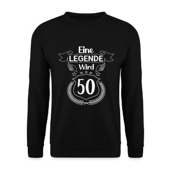Eine Legende wird 50 - Unisex Pullover - Schwarz - Vorne - Alina (178cm) & Michal (187cm)