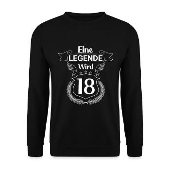 Eine Legende wird 18 - Unisex Pullover - Schwarz - Vorne - Alina (178cm) & Michal (187cm)
