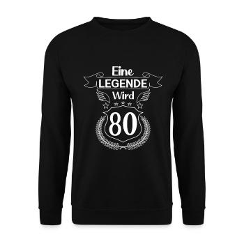 Eine Legende wird 80 - Unisex Pullover - Schwarz - Vorne - Alina (178cm) & Michal (187cm)