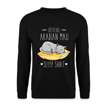 Schlafshirt: Schlafende Arabian Mau Katze - Unisex Pullover - Schwarz - Vorne - Alina (178cm) & Michal (187cm)
