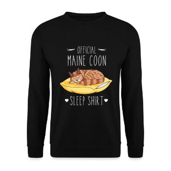 Schlafshirt: Schlafende Maine Coon Katze - Unisex Pullover - Schwarz - Vorne - Alina (178cm) & Michal (187cm)