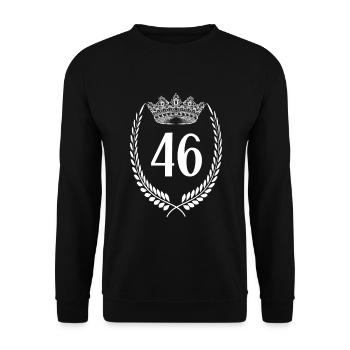 46. Geburtstag Zahl Jubiläum 46 - Unisex Pullover - Schwarz - Vorne - Alina (178cm) & Michal (187cm)