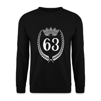 63. Geburtstag Zahl Jubiläum 63 - Unisex Pullover - Schwarz - Vorne - Alina (178cm) & Michal (187cm)