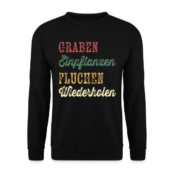 Landschaftsgärtner Garten Gärtner Fluchen Lustig - Unisex Pullover - Schwarz - Vorne - Alina (178cm) & Michal (187cm)