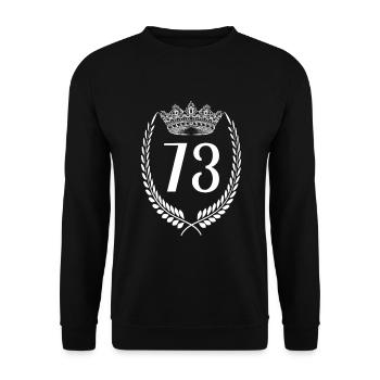 73. Geburtstag Zahl Jubiläum 73 - Unisex Pullover - Schwarz - Vorne - Alina (178cm) & Michal (187cm)