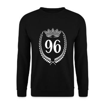 96. Geburtstag Zahl Jubiläum 96 - Unisex Pullover - Schwarz - Vorne - Alina (178cm) & Michal (187cm)