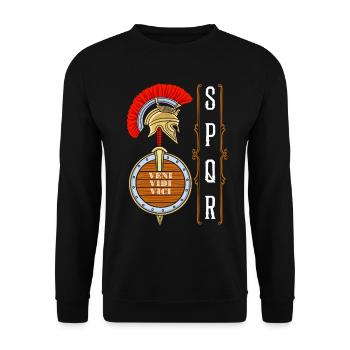 Lateinische Redewendung Römisches Reich Veni, Vidi, Vici - Unisex Pullover - Schwarz - Vorne - Alina (178cm) & Michal (187cm)