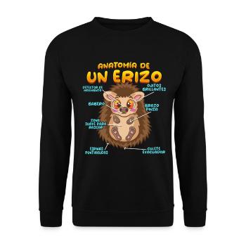 Anatomie d’un hérisson amusant - Sweat-shirt Unisexe - noir - Devant - Alina (178cm) & Michal (187cm)