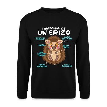 Anatomie d’un hérisson amusant - Sweat-shirt Unisexe - noir - Devant - Alina (178cm) & Michal (187cm)
