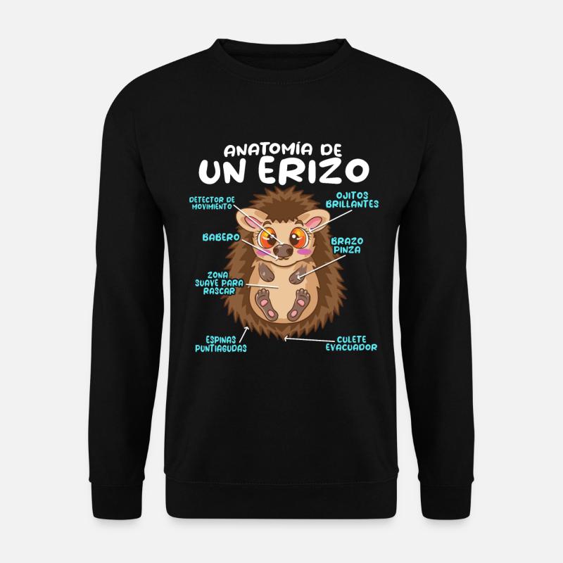 Anatomie d’un hérisson amusant - Sweat-shirt Unisexe - noir