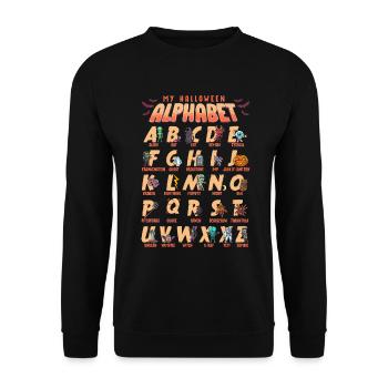 Alphabet d’Halloween en anglais Fun - Sweat-shirt Unisexe - noir - Devant - Alina (178cm) & Michal (187cm)