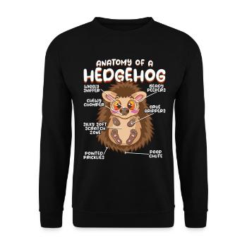 Anatomy of a Fun Hedgehog - Unisex Sweatshirt - black - Front - Alina (178cm) & Michal (187cm)