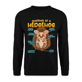 Anatomie d’un hérisson amusant - Sweat-shirt Unisexe - noir - Devant - Alina (178cm) & Michal (187cm)