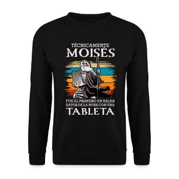 Moises First Daten-Cloud-Tablet hochladen - Unisex Pullover - Schwarz - Vorne - Alina (178cm) & Michal (187cm)