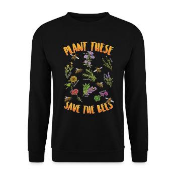 Pflanze rettet Bienen - Unisex Pullover - Schwarz - Vorne - Alina (178cm) & Michal (187cm)