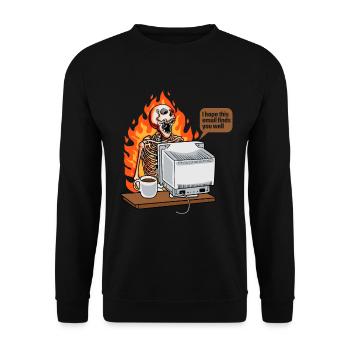 Gesättigter Kaffee bei der Arbeit Neue E-Mail - Unisex Pullover - Schwarz - Vorne - Alina (178cm) & Michal (187cm)