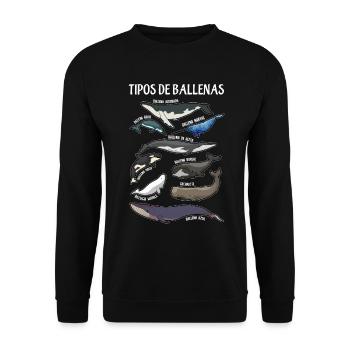 Types of whales Ilustaciones Spanish - Unisex Sweatshirt - black - Front - Alina (178cm) & Michal (187cm)