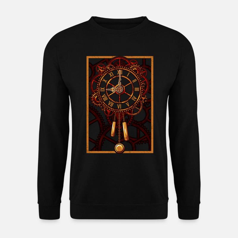Steampunk Wall Clock Gears - Unisex Sweatshirt - black