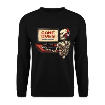 Skeleton Gamer Game Over Gaming Arcade - Unisex Sweatshirt - black - Front - Alina (178cm) & Michal (187cm)