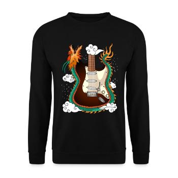 Dragon Rock E-Gitarre - Unisex Pullover - Schwarz - Vorne - Alina (178cm) & Michal (187cm)