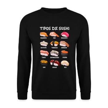 Types of Sushi Food Japan Manga Anime - Unisex Sweatshirt - black - Front - Alina (178cm) & Michal (187cm)
