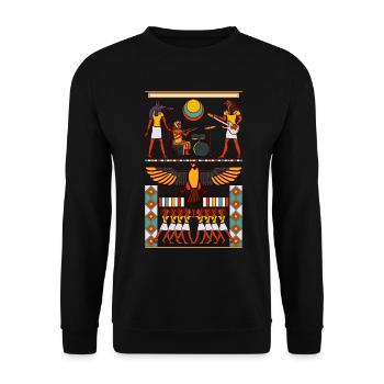 Egypte Hiéroglyphes Pyramide Musique Rock Guitare - Sweat-shirt Unisexe - noir - Devant - Alina (178cm) & Michal (187cm)