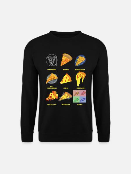 Historie af klassisk kunst sjov pizza - Unisex sweater - sort