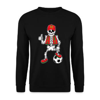 Skeleton Fußballfan Marokko - Unisex Pullover - Schwarz - Vorne - Alina (178cm) & Michal (187cm)