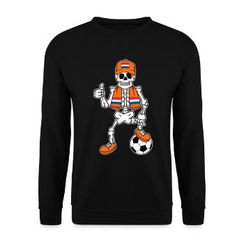 Skeleton Fußballfan Niederlande - Unisex Pullover - Schwarz - Vorne - Alina (178cm) & Michal (187cm)