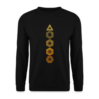 Intricate Gold Platonic Solids Sacred - Unisex Sweatshirt - black - Front - Alina (178cm) & Michal (187cm)