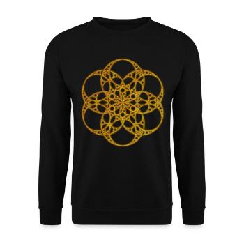 Apollonian Gold Sacred Geo Flower Of Life - Unisex Sweatshirt - black - Front - Alina (178cm) & Michal (187cm)