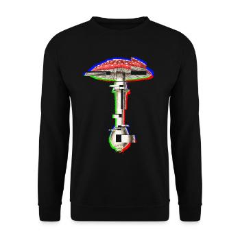 Amanita Muscaria Glitch Art Champignon - Sweat-shirt Unisexe - noir - Devant - Alina (178cm) & Michal (187cm)