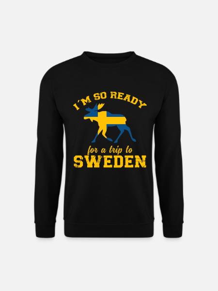 Schweden Spruch Sehnsucht Elch Flagge - Unisex Pullover - Schwarz